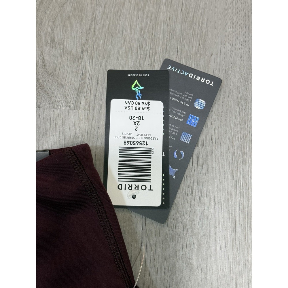 Torrid Active High Rise Crop Leggings Women's Size 2 Burgundy Stretch NWT - Picture 2 of 12